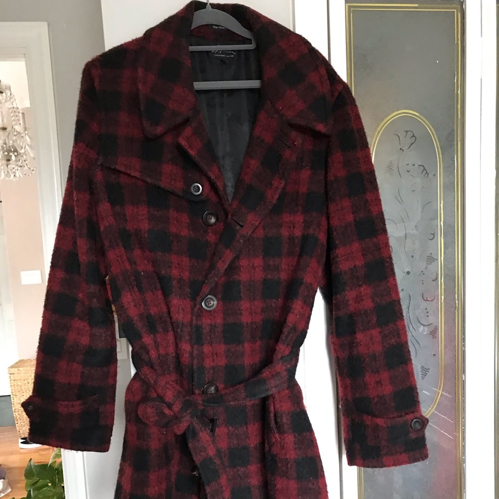 LL bean wool checkered coat